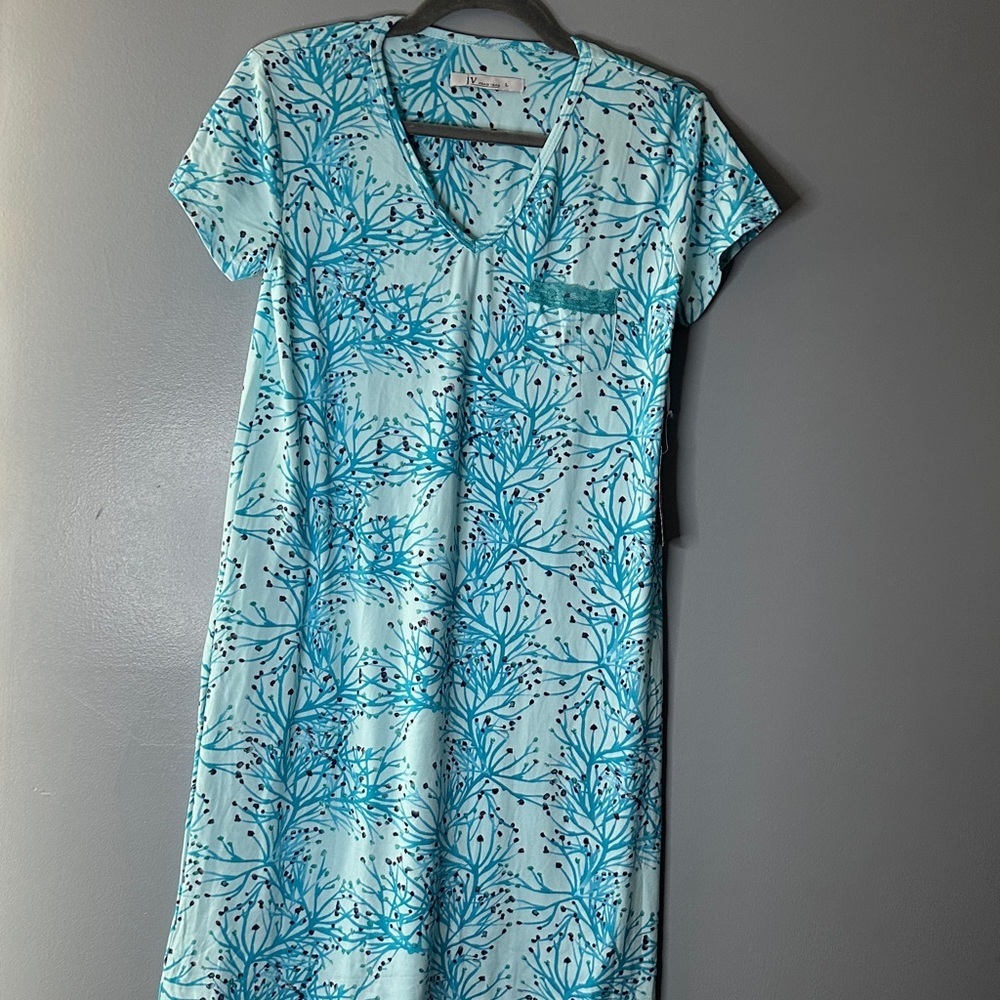 Ladies V neck sleep dress size L cottagecore boho soft stretchy comfy loungewear - Picture 2 of 8